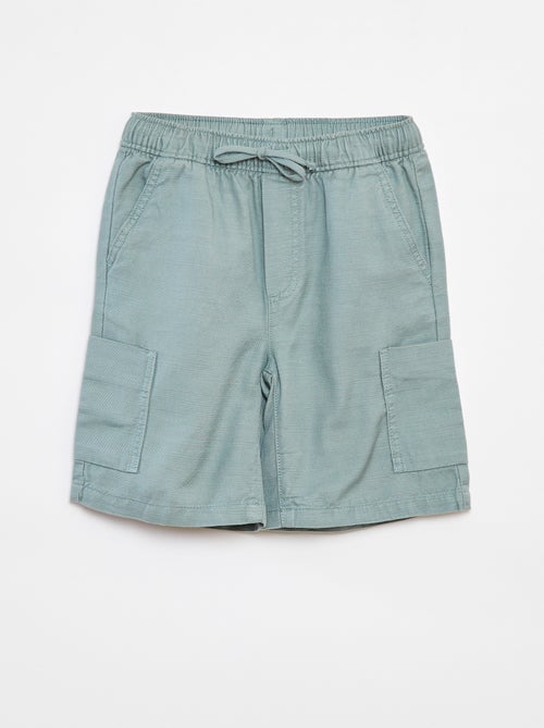 Bermudas lisas em sarja com bolsos - Kiabi