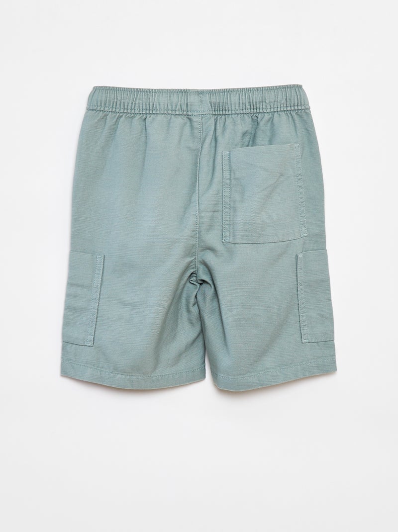 Bermudas lisas em sarja com bolsos Azul - Kiabi