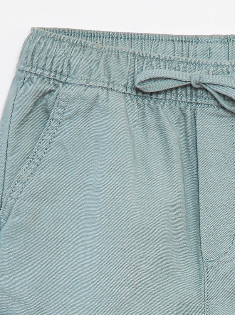 Bermudas lisas em sarja com bolsos Azul - Kiabi