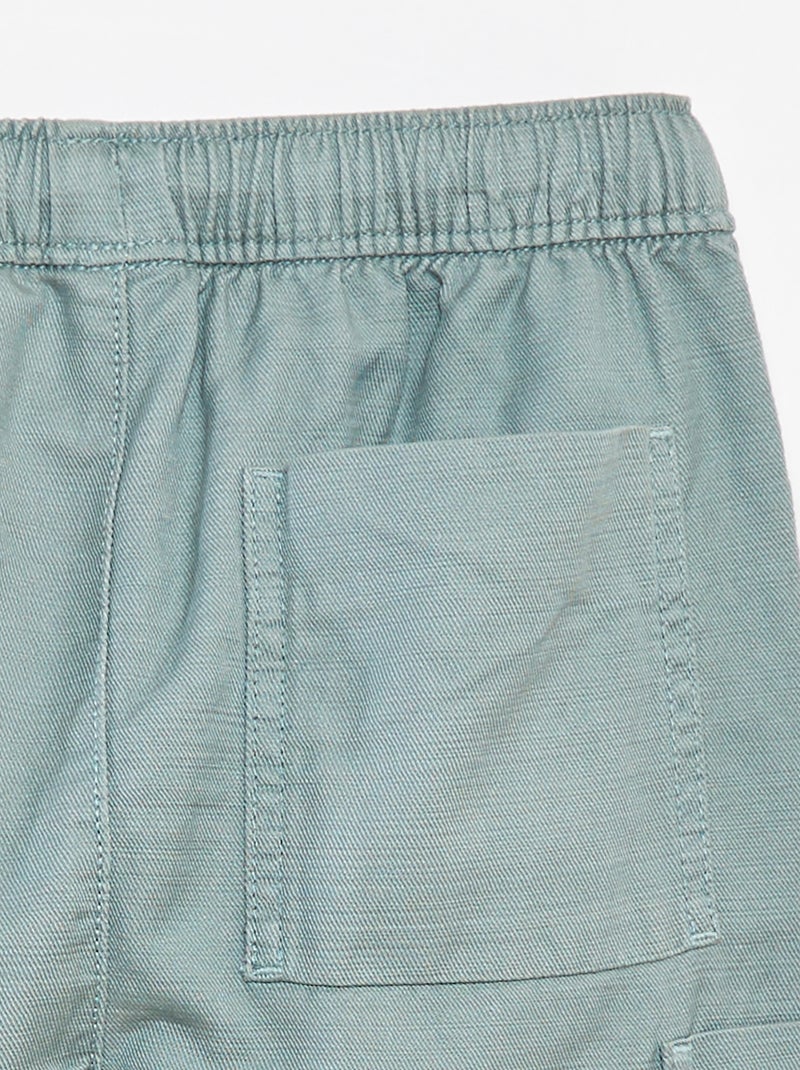 Bermudas lisas em sarja com bolsos Azul - Kiabi