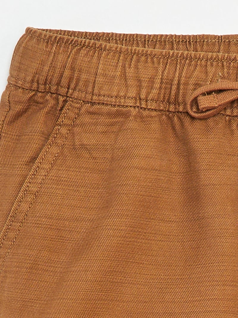 Bermudas lisas em sarja com bolsos BEGE - Kiabi