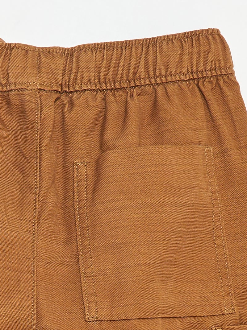 Bermudas lisas em sarja com bolsos BEGE - Kiabi