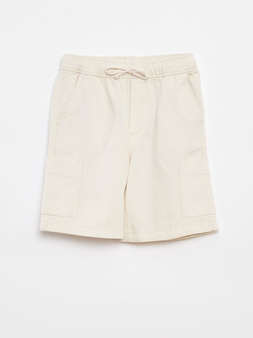 Bermudas lisas em sarja com bolsos - Kiabi