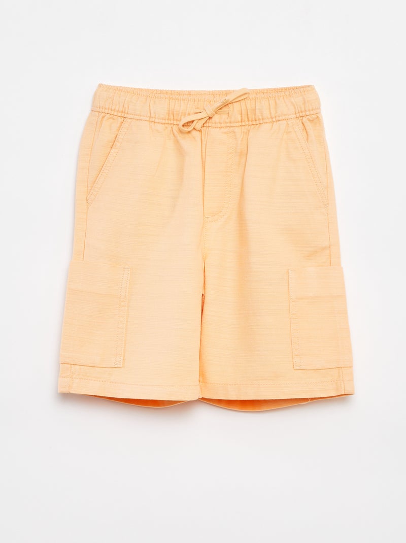 Bermudas lisas em sarja com bolsos Laranja - Kiabi