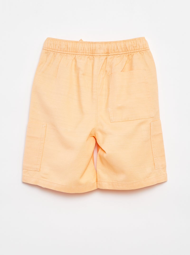 Bermudas lisas em sarja com bolsos Laranja - Kiabi