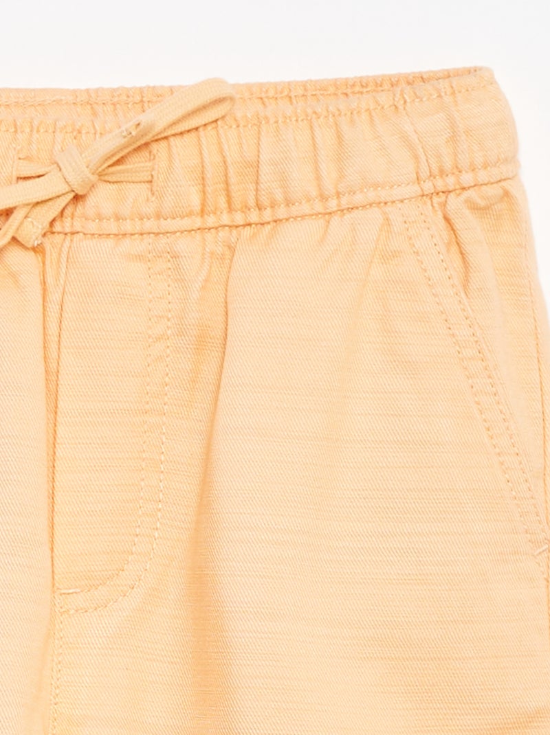 Bermudas lisas em sarja com bolsos Laranja - Kiabi