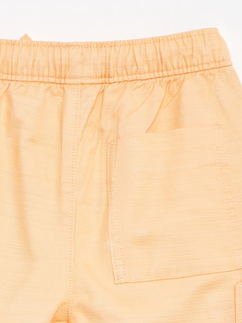 Bermudas lisas em sarja com bolsos Laranja - Kiabi