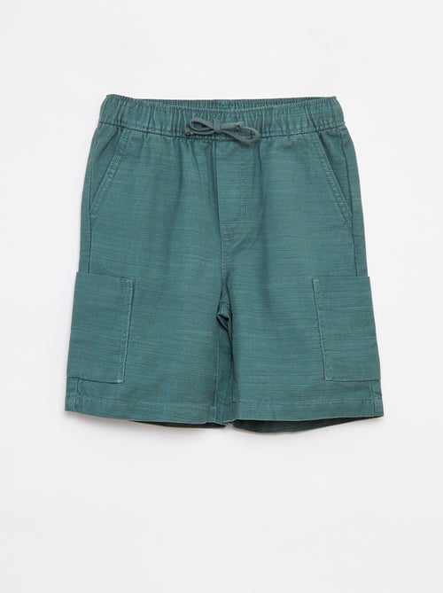 Bermudas lisas em sarja com bolsos - Kiabi