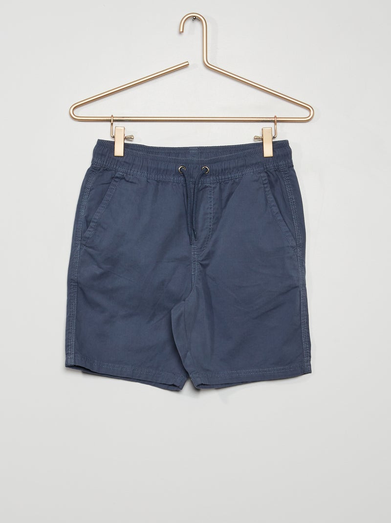 Bermudas lisas em sarja de algodão AZUL - Kiabi