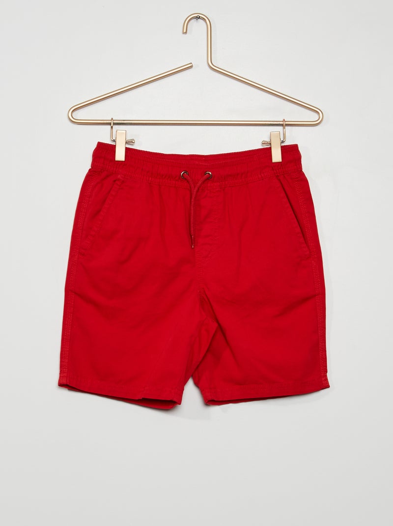Bermudas lisas em sarja de algodão VERMELHO - Kiabi