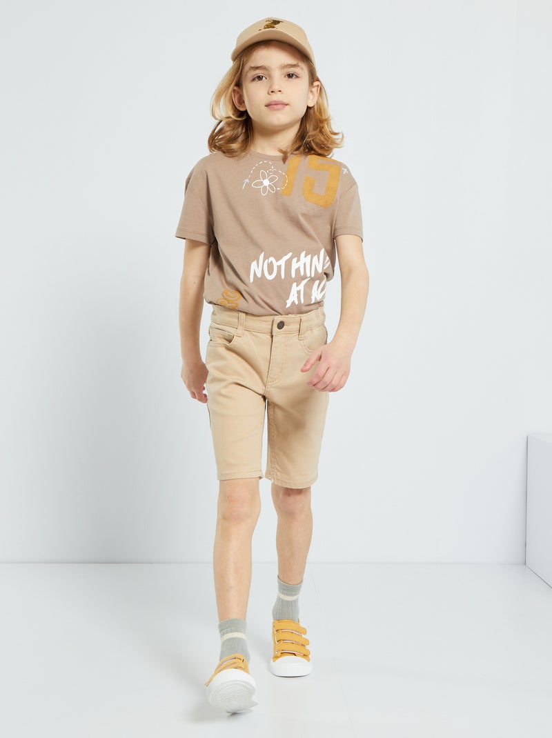 Bermudas slim com 5 bolsos BEGE - Kiabi