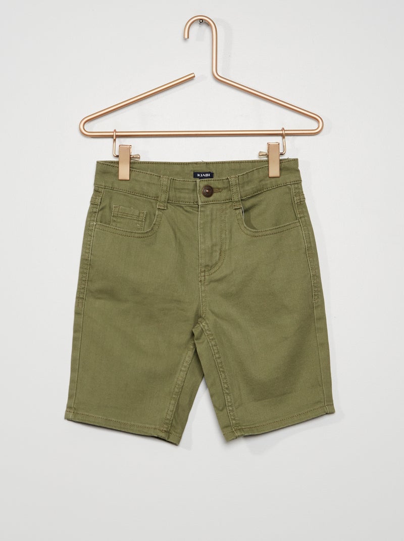 Bermudas slim com 5 bolsos Verde Lichene - Kiabi