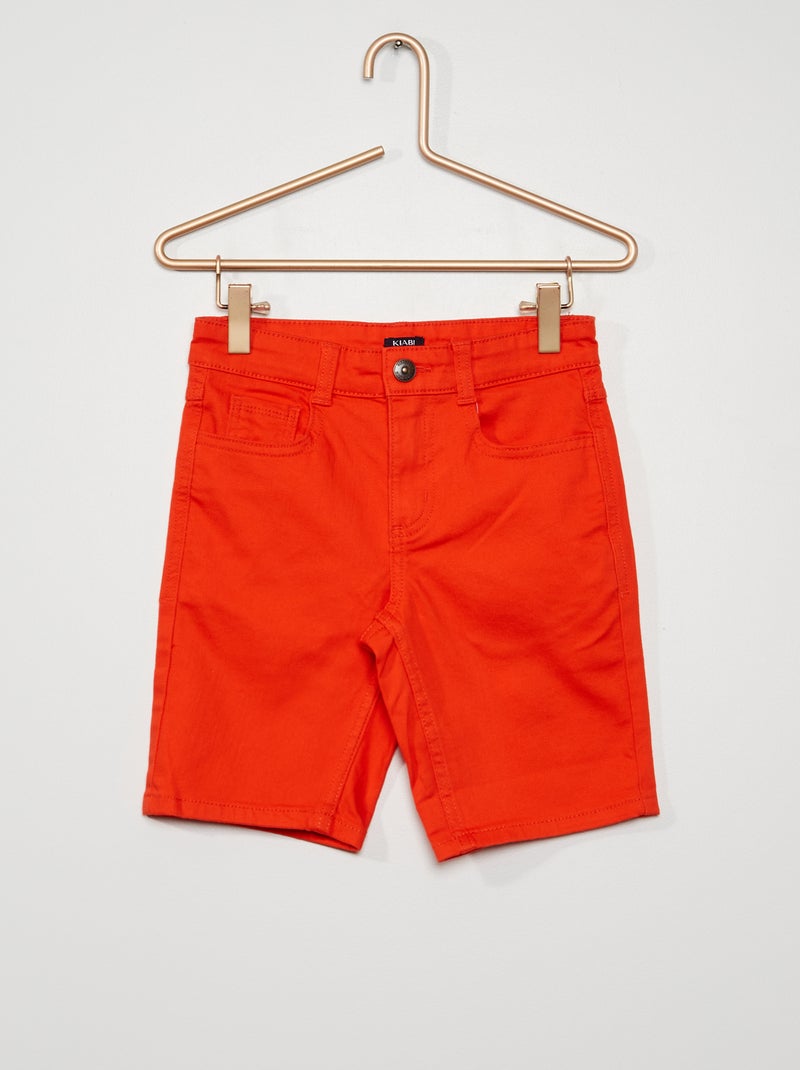 Bermudas slim com 5 bolsos Vermelho - Kiabi