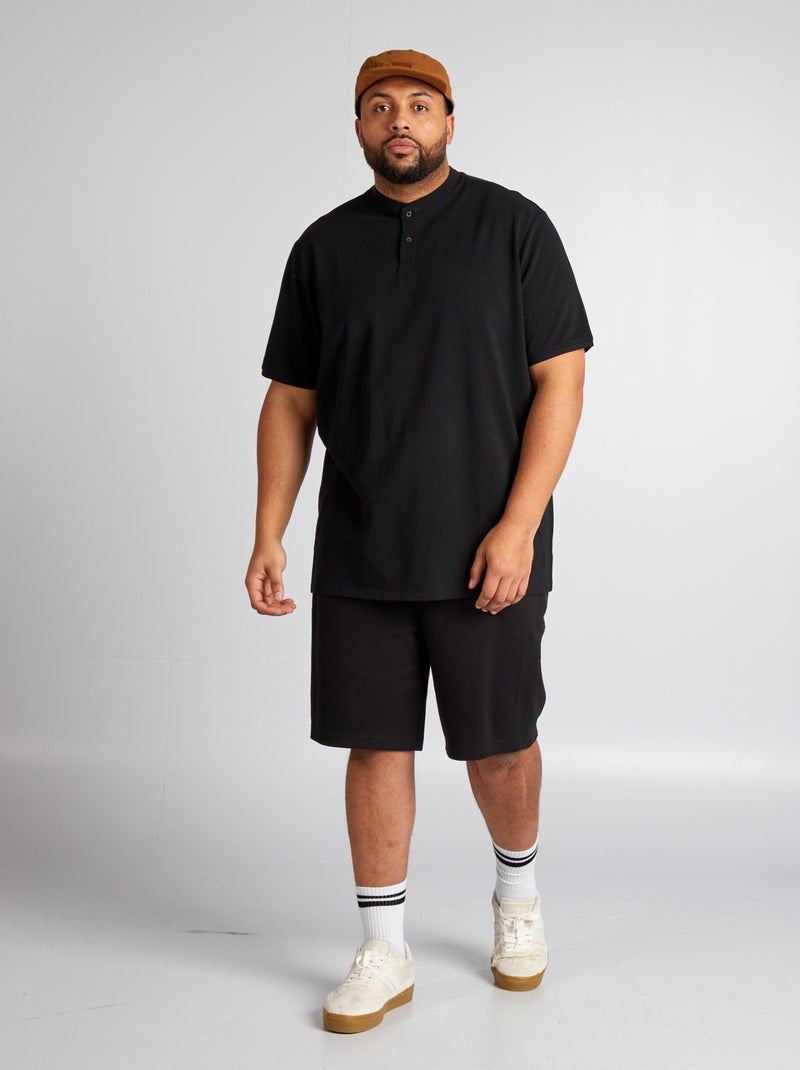 Bermudas tipo fato de treino em piqué Preto - Kiabi