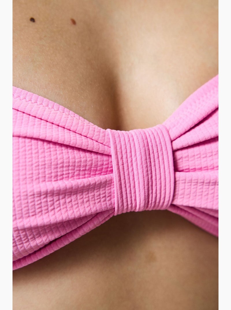 Bia top de biquíni tomara que caia com nó penti Rosa-fluo/Solinotes - Kiabi