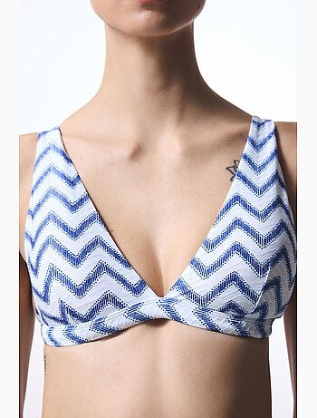 Biana top de biquíni com decote em v profundo e padrão zigzag penti