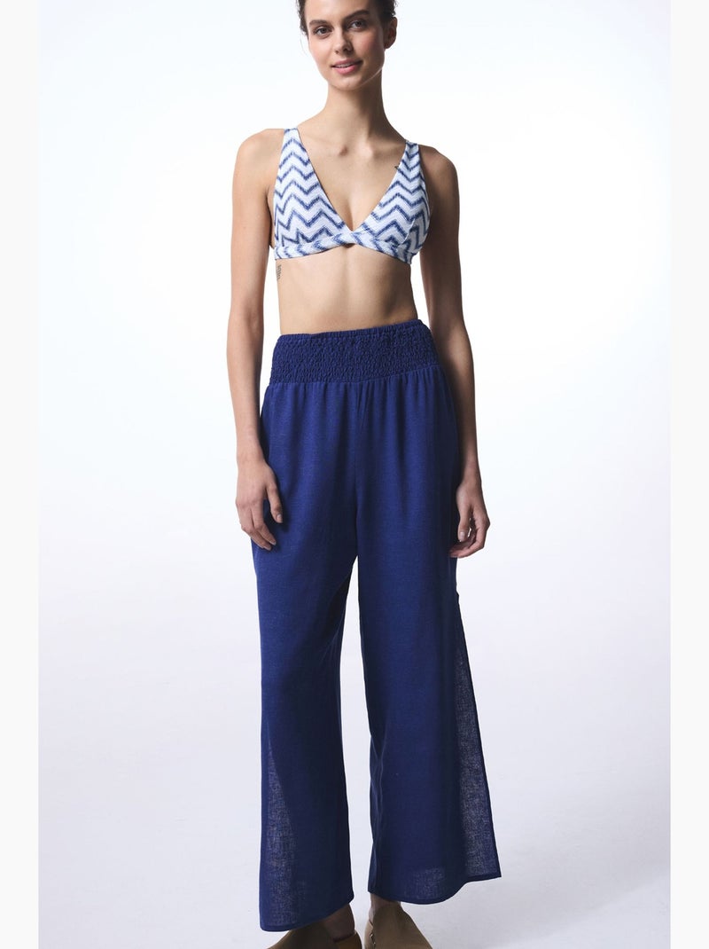 Biana top de biquíni com decote em v profundo e padrão zigzag penti Branco Azul - Kiabi