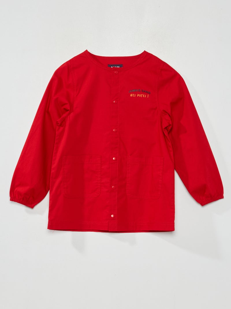 Bibe de escola em popelina VERMELHO - Kiabi