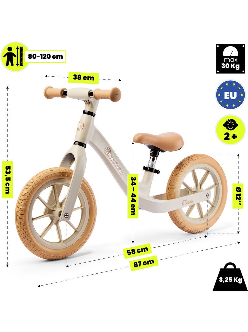 Bicicleta de equilíbrio hypermotion bloom 12" para crianças a partir dos 2 anos – cinzento-sable Bege - Kiabi
