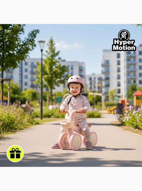 Bicicleta de equilíbrio infantil de 4 rodas tobi mini hypermotion com cesto – rosa - Kiabi