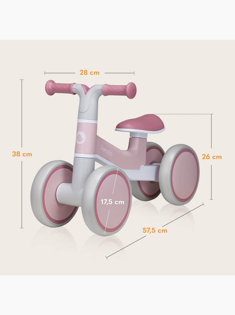 Bicicleta de equilíbrio LIONELO Villy – Bicicleta infantil – 4 rodas – Amortecimento dianteiro Branco Rosa Cinza - Kiabi