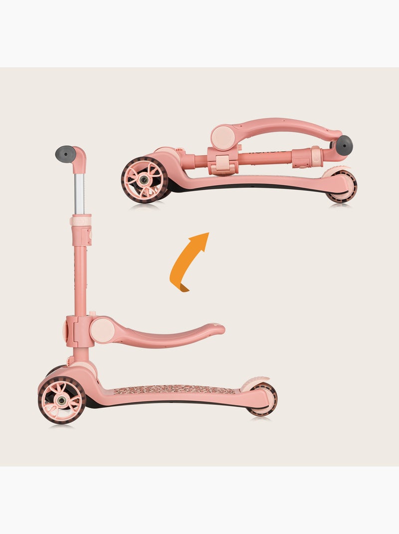 Bicicleta de equilíbrio, trotinete e capacete LIONELO Franky – Rodas iluminadas – Até 50 kg – Cesto Rosa - Kiabi