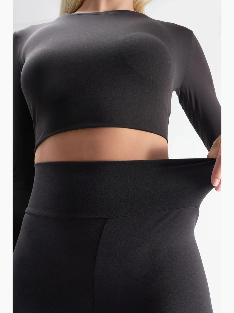 Biker shorts de cintura subida com textura suave hiccup Preto - Kiabi