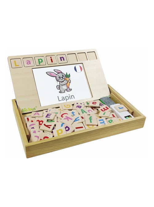Bio brinquedos word school bilingue inglês francês brinquedo de madeira - Kiabi