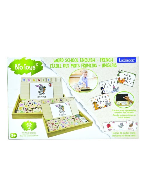 Bio brinquedos word school bilingue inglês francês brinquedo de madeira - Kiabi