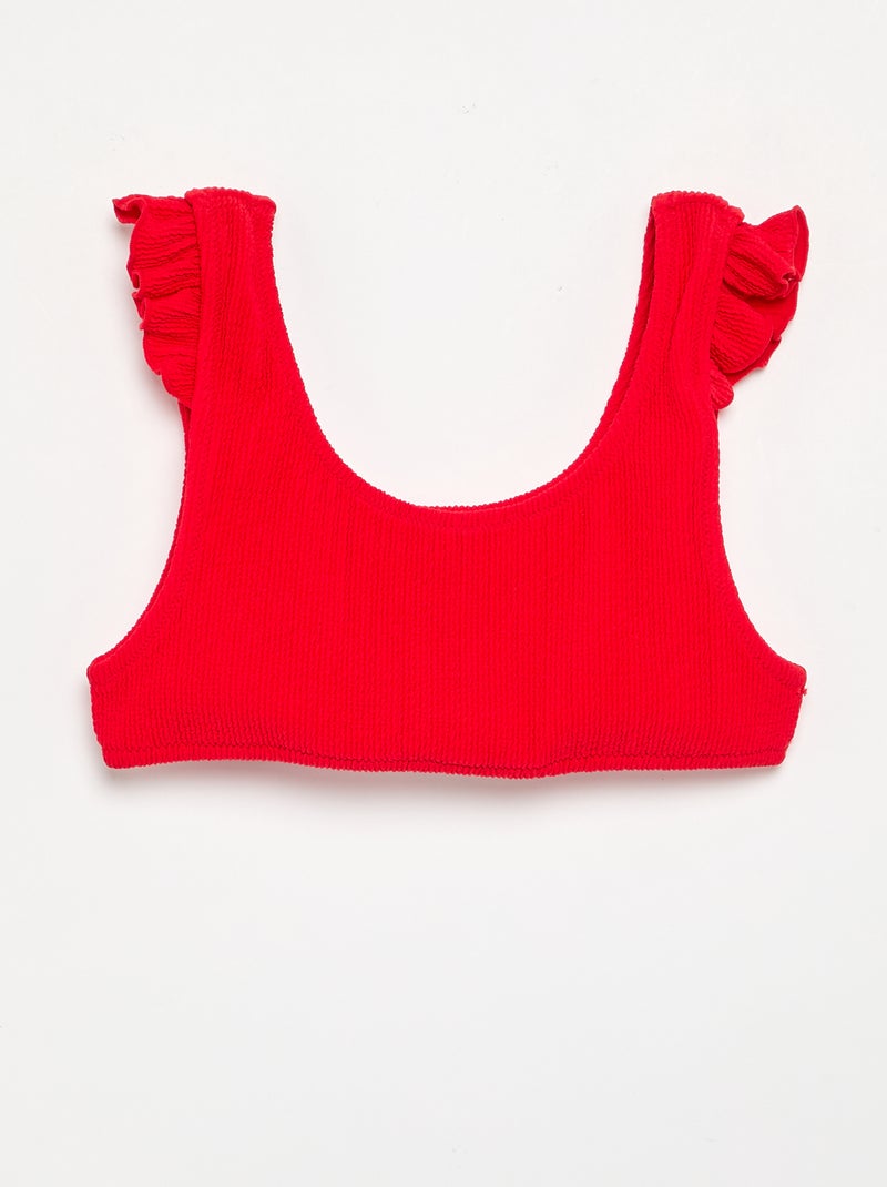Biquíni de 2 peças com folhos Vermelho - Kiabi
