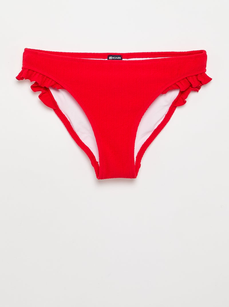 Biquíni de 2 peças com folhos Vermelho - Kiabi