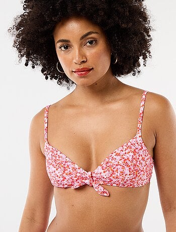 Biquíni triângulo estampado floral com laço