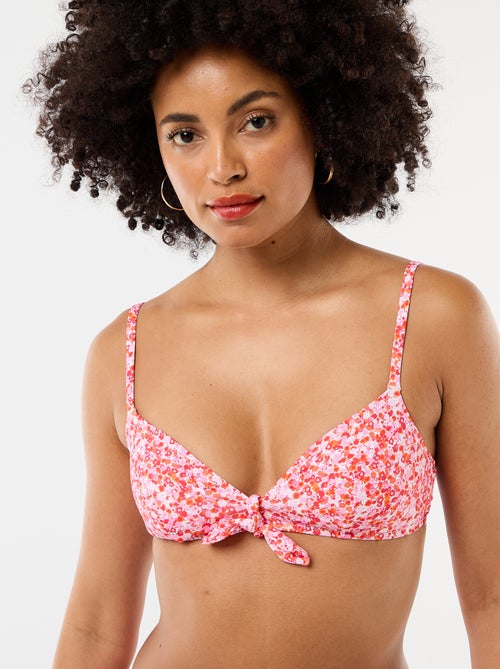 Biquíni triângulo estampado floral com laço - Kiabi