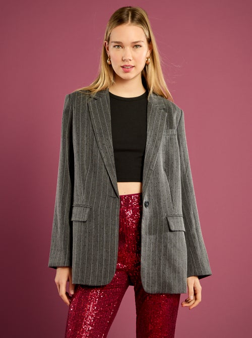 Blazer às Riscas com Strass - Kiabi