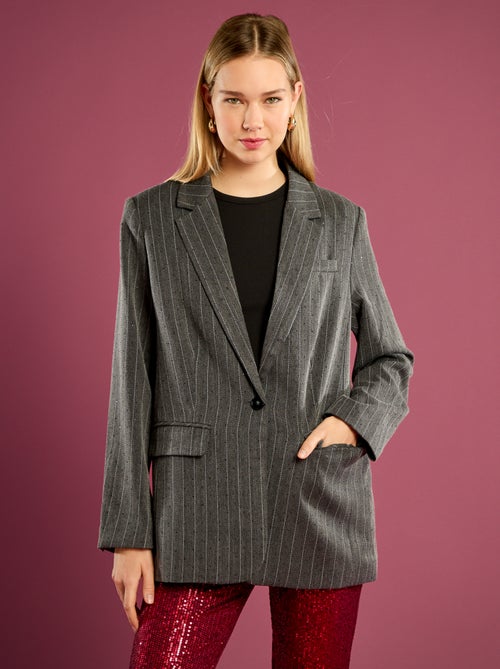 Blazer às Riscas com Strass - Kiabi