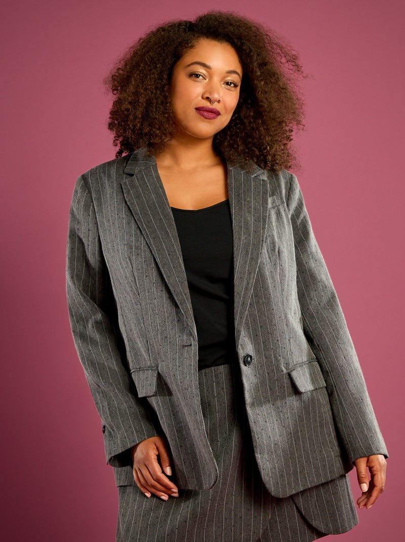 Blazer às riscas com strass integrados Cinza - Kiabi