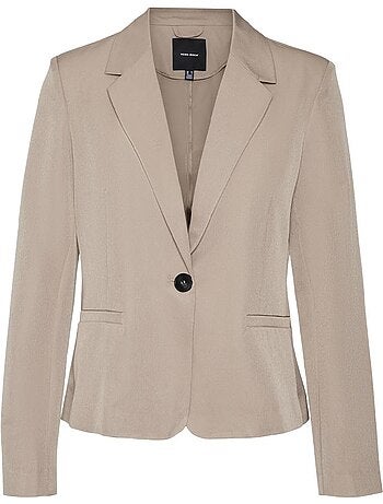 Blazer Bege Vero Moda Raya Ajustado para Mulher