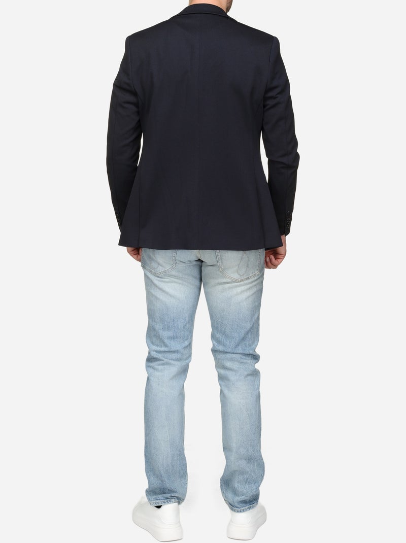 Blazer casual com gola de fato - Silverstone Azul - Kiabi