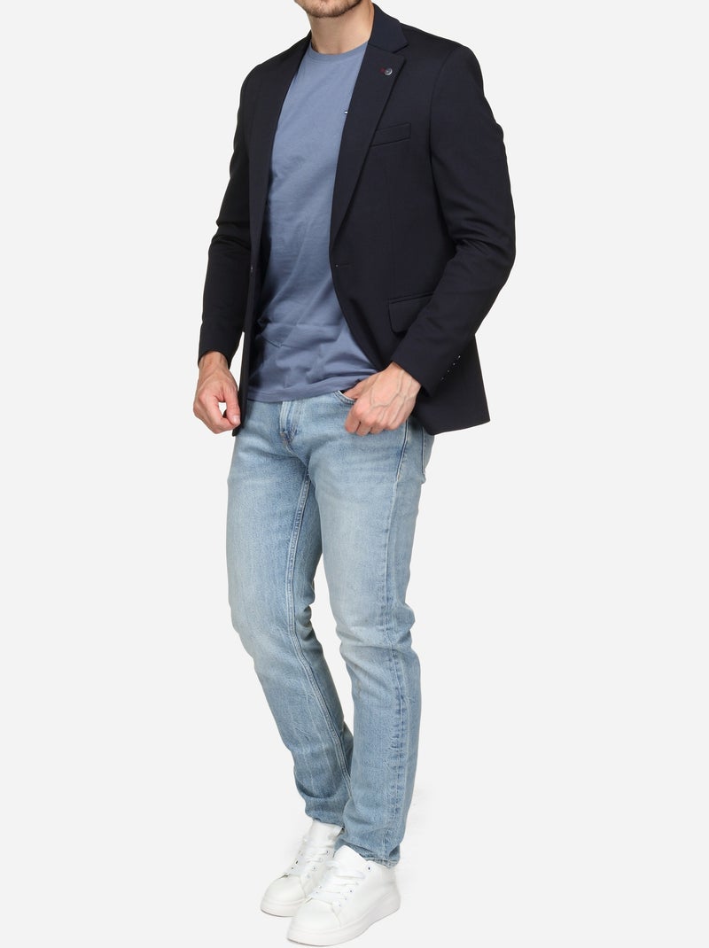 Blazer casual com gola de fato - Silverstone Azul - Kiabi