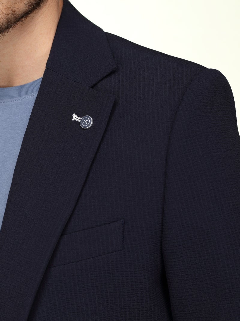 Blazer casual com gola de fato - Silverstone Azul - Kiabi