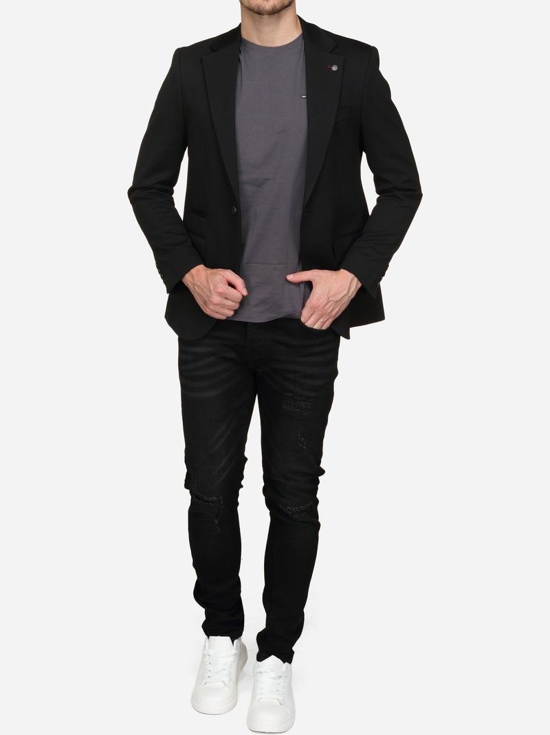 Blazer casual com gola de fato - Silverstone Preto - Kiabi