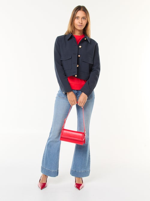 Blazer com botões dourados corte curto - Kiabi