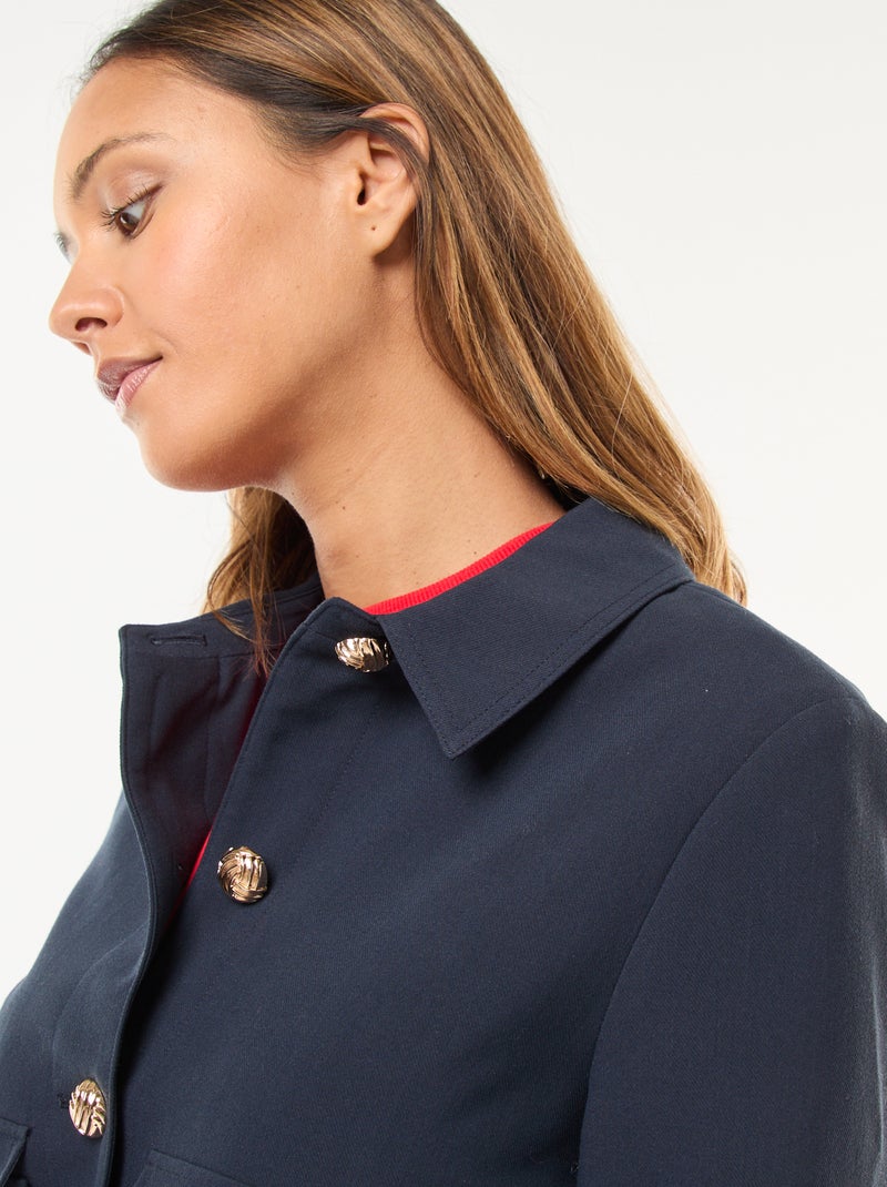 Blazer com botões dourados corte curto Azul - Kiabi