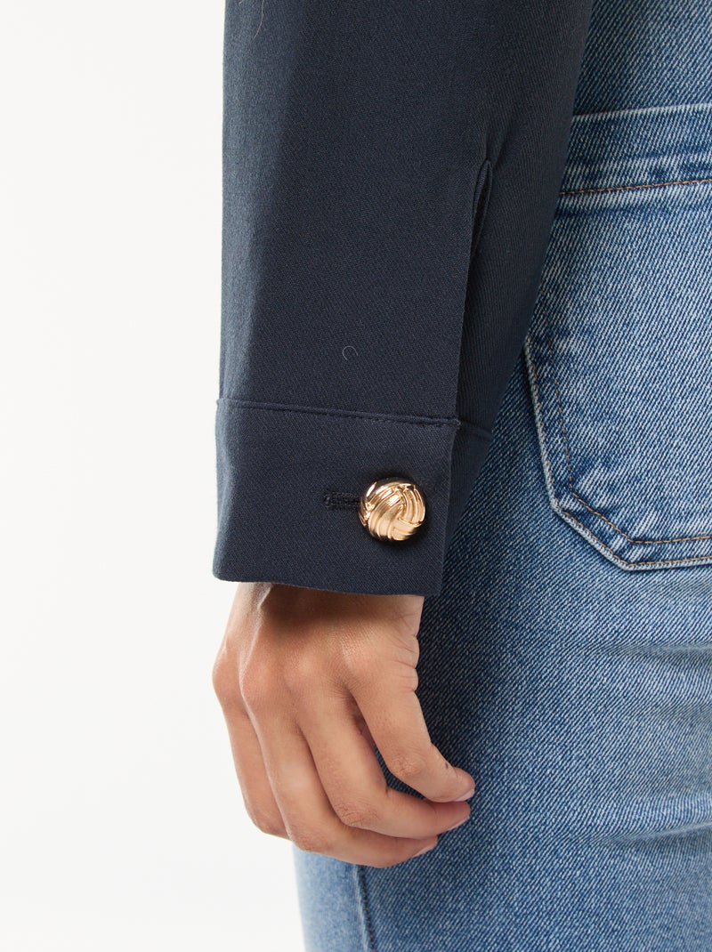 Blazer com botões dourados corte curto Azul - Kiabi