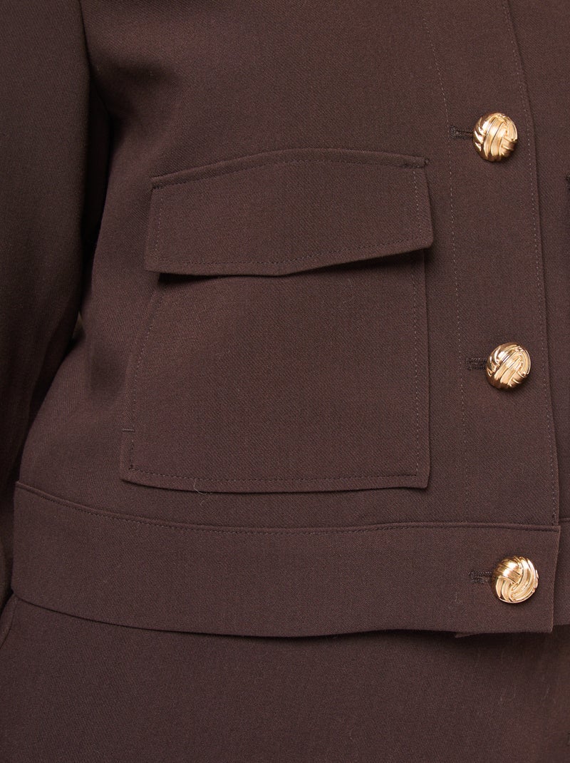 Blazer com botões dourados e corte curto Castanho - Kiabi