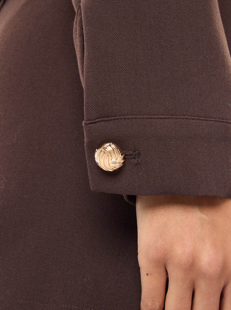 Blazer com botões dourados e corte curto Castanho - Kiabi