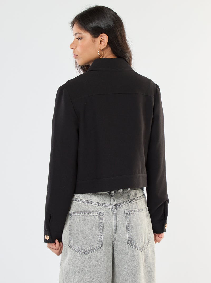 Blazer com botões dourados e corte curto Preto - Kiabi