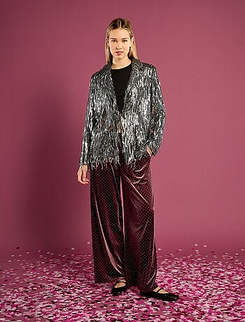 Blazer com franjas e lantejoulas