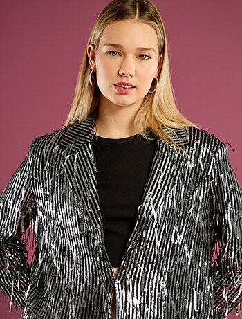 Blazer com franjas e lantejoulas