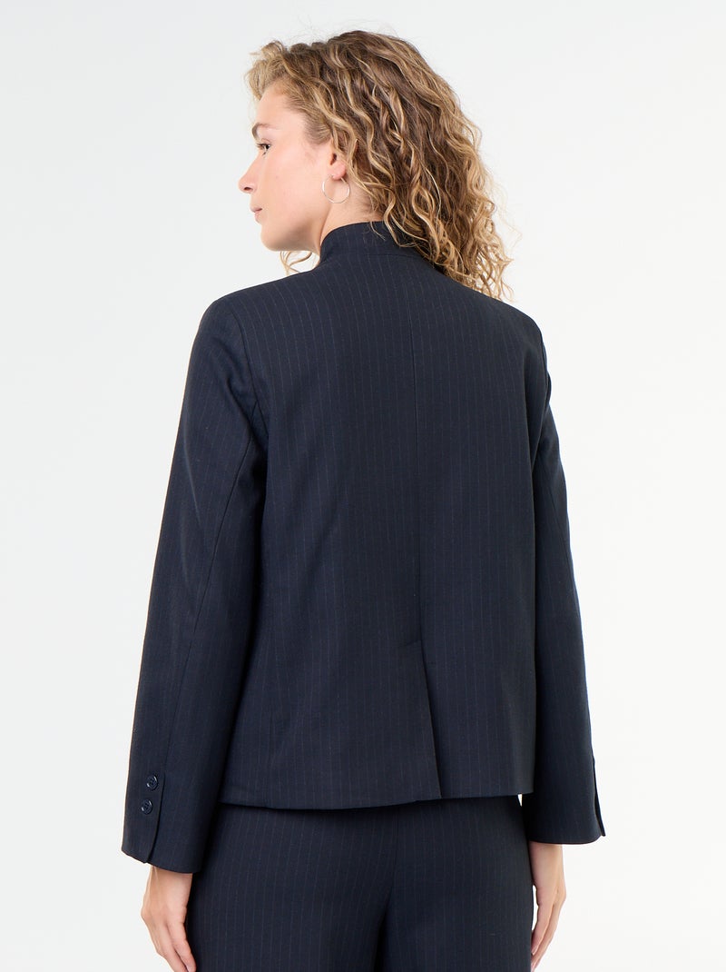Blazer com gola subida e efeito cruzado Azul - Kiabi